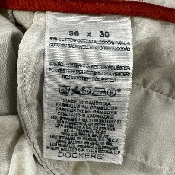 Dockers Men's Size 36X30 Pant Flat Front Straight Leg Beige Preowned - Picture 4 of 11